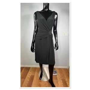 Jones New York Crossover Wrap Evening Dress w/Beaded Embellishment Sz 6 Black